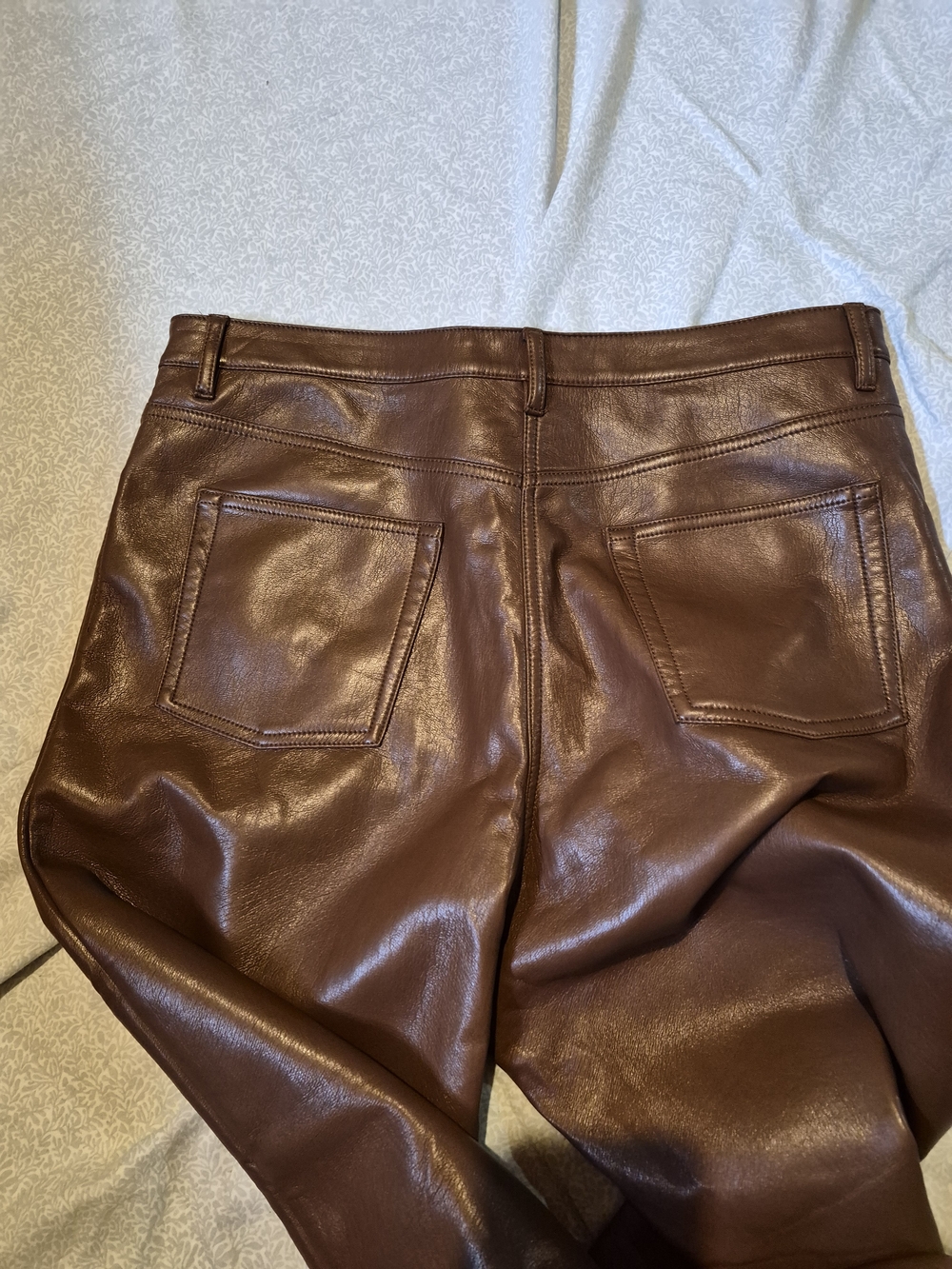 Wilfred Brown Faux Leather Straight-Leg Pants - Picture 3 of 5